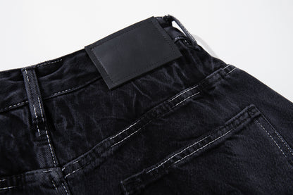 Wrinkle Texture Wide Leg Denim Jeans WN27788