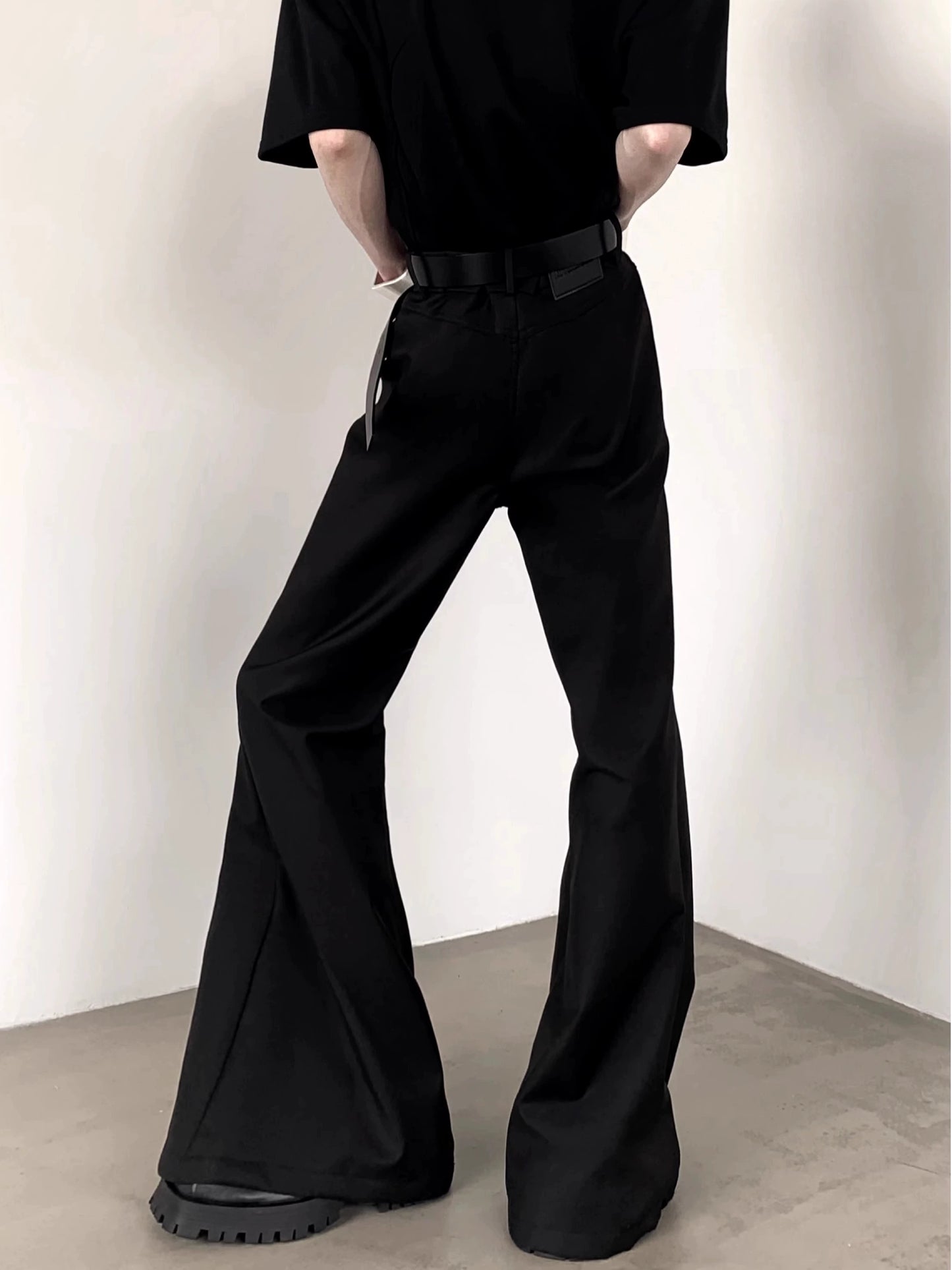 Pleats Design Extended Length Flare Trousers WN20338
