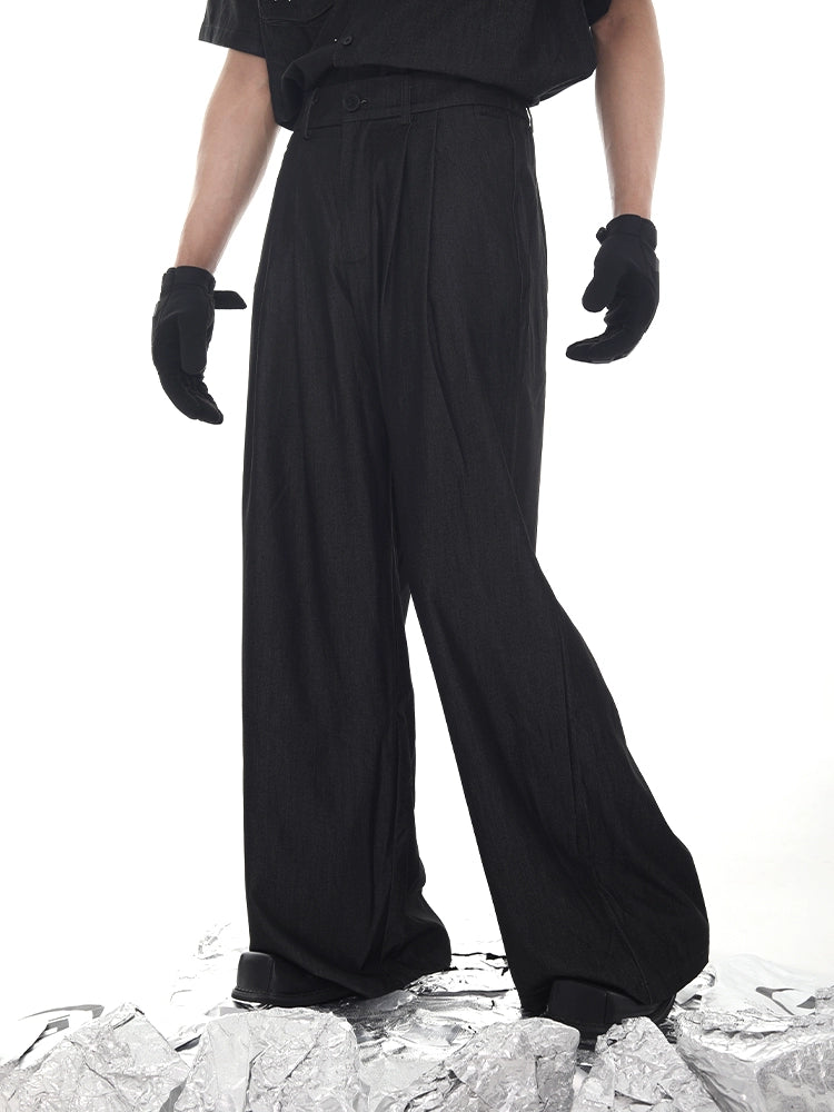 Draped Wide Leg Denim Jeans WN18629