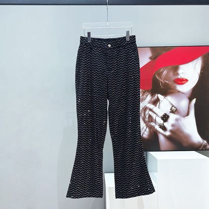 Rhinestone Tailored Jacket & Flare Trousers Setup WN23921