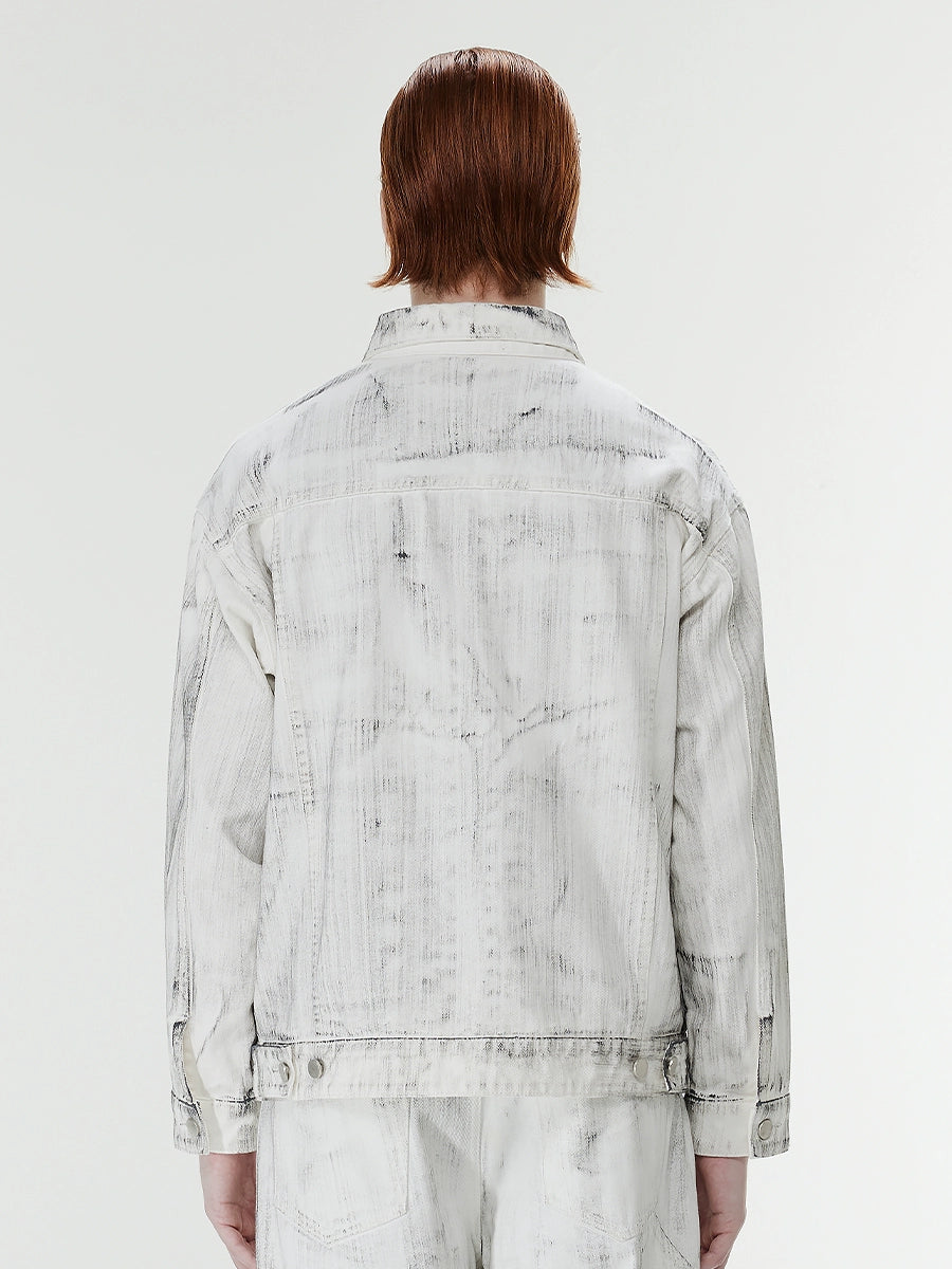 Dirty Wash Design Oversize Denim Jacket WN17569