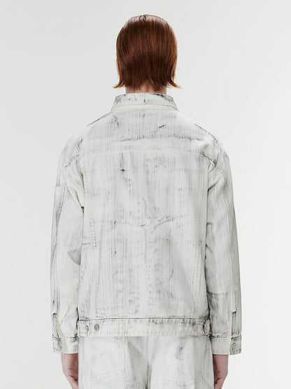Dirty Wash Design Oversize Denim Jacket WN17569