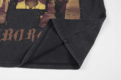 Washed Portrait Print Short Sleeve T-Shirt WN25785