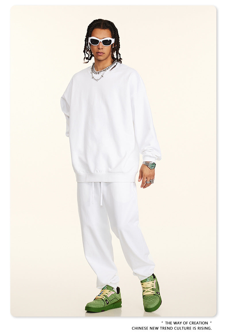 Oversize Heavyweight Basic Round Neck Sweatshirt WN9929