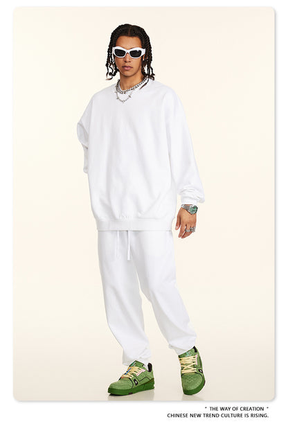 Oversize Heavyweight Basic Round Neck Sweatshirt WN9929