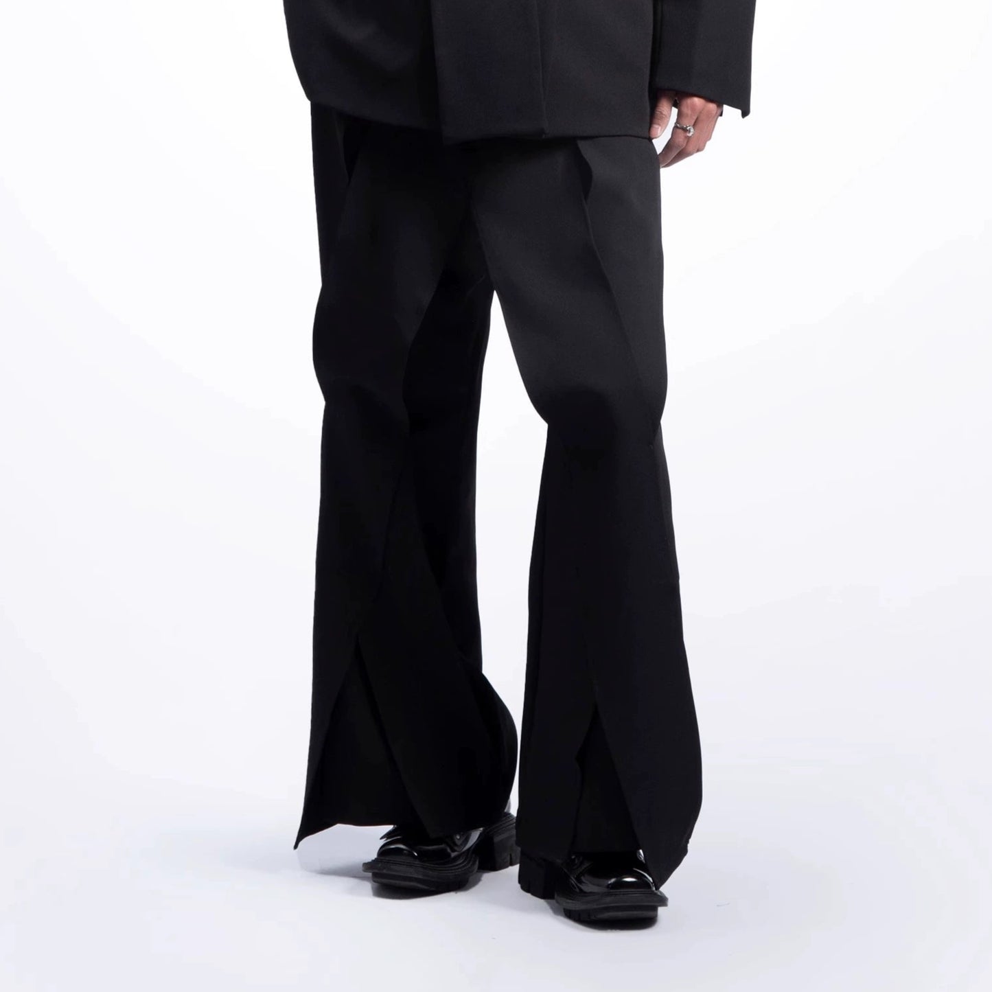 Asymmetrical Oversize Tailored Jacket & Draped Wide Leg Trousers Setup WN20636