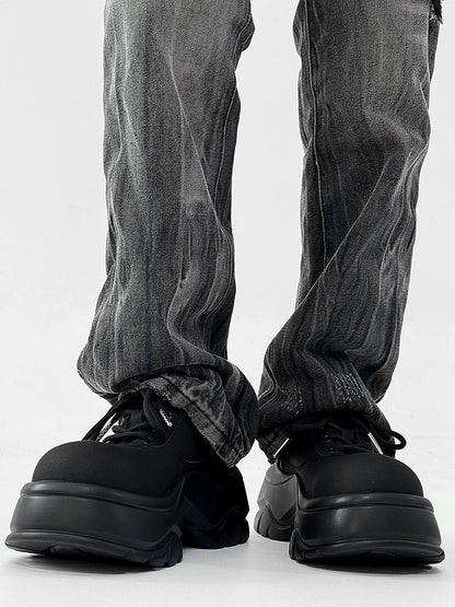 Chunky Sole Round Toe Leather Shoes WN19144