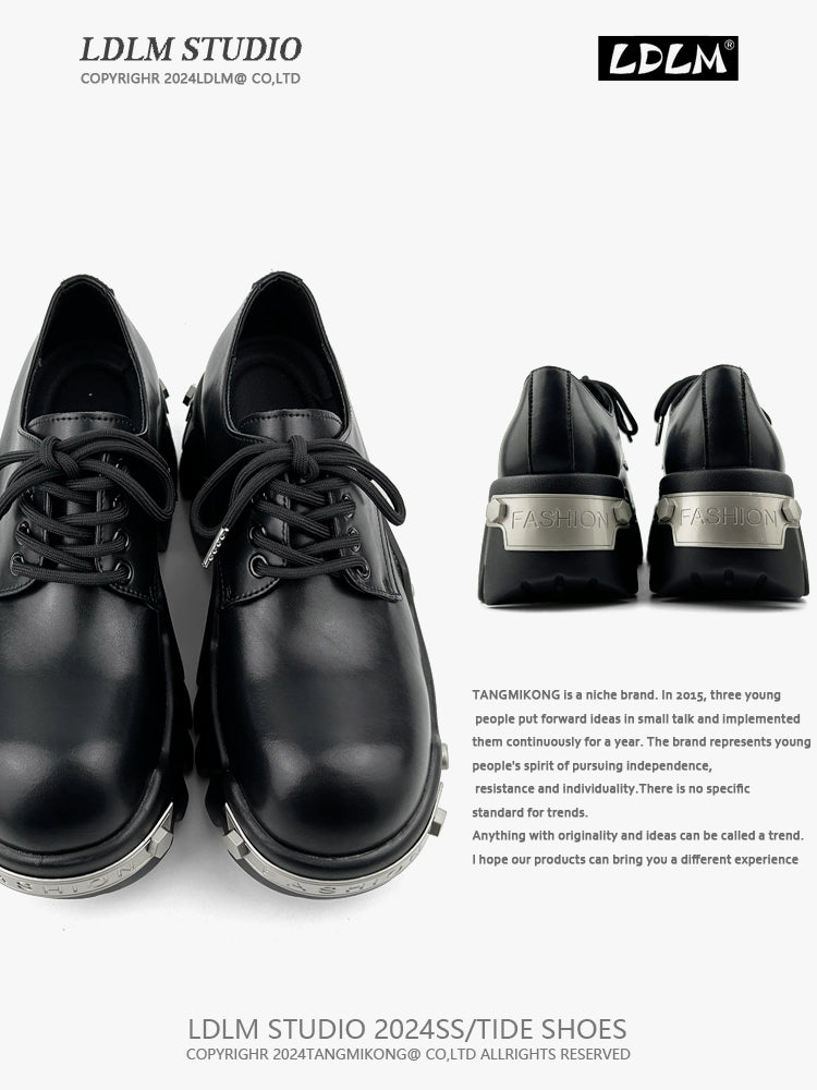 Thick Sole PU Leather Derby Shoes WN21249