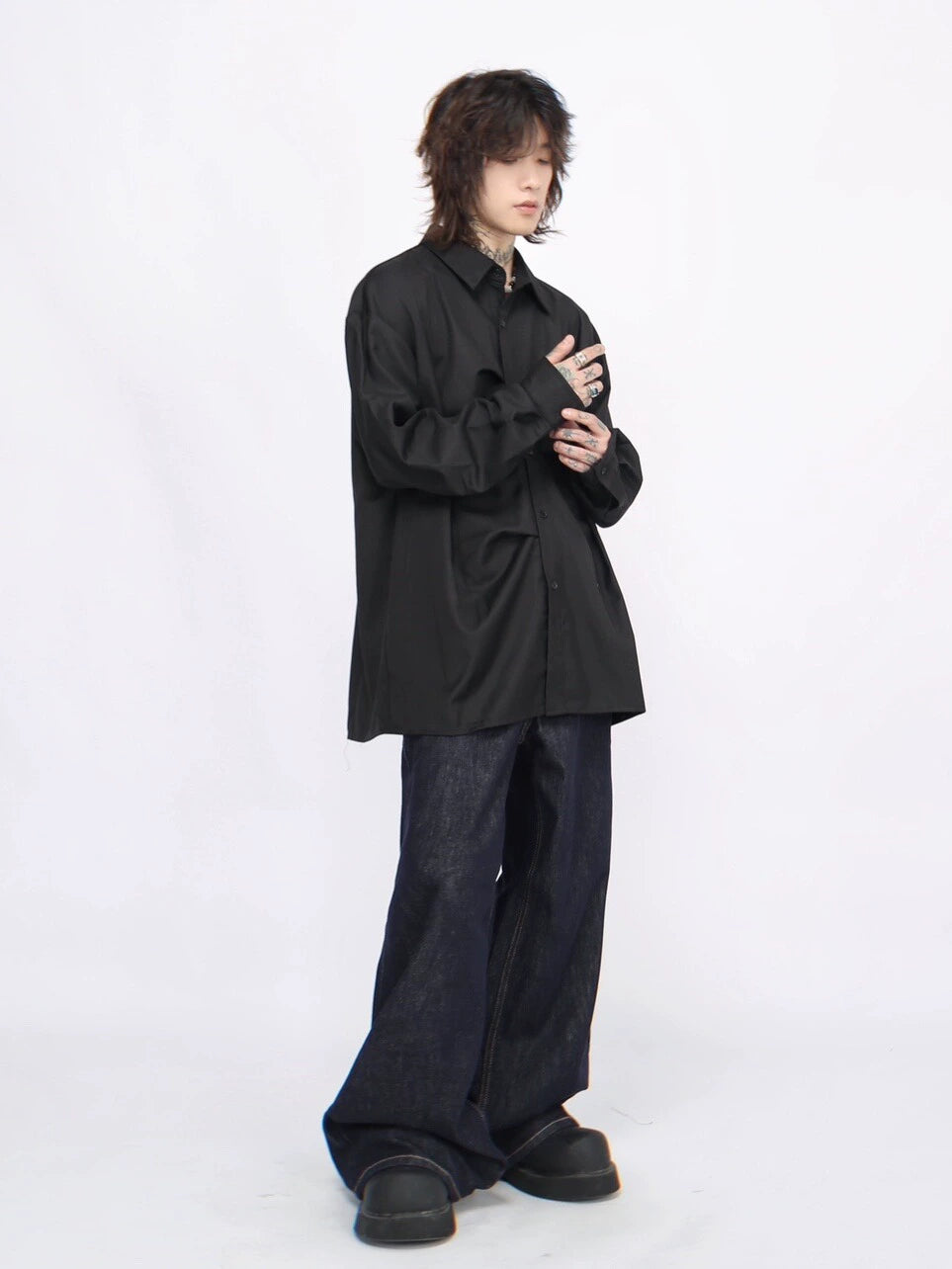 Pleats Oversize Long Sleeve Shirt WN7706