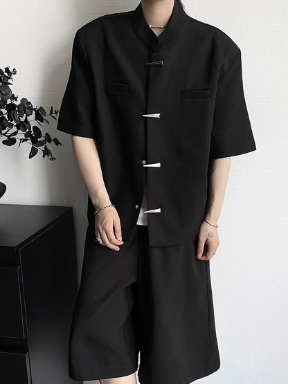 Stand Neck Shoulder-Pad Chinese Style Jacket WN19370