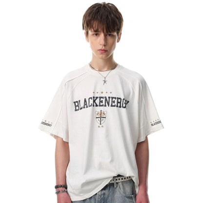 Letter Embroidery Piping Short Sleeve T-Shirt WN25420