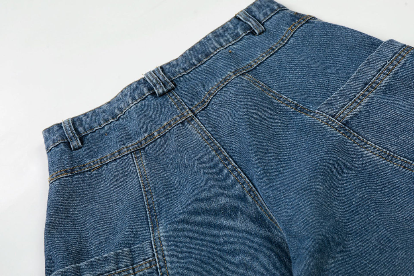 Curved Wide Leg Patchwork Denim Jeans WN25680