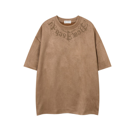 Suede Graphic Print Short Sleeve T-Shirt WN25721