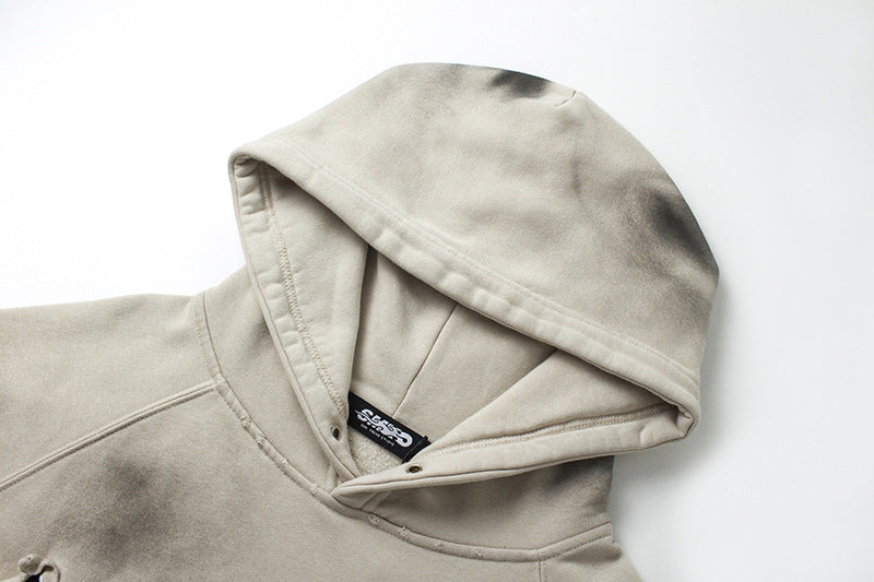 Heavyweight Washed Patch Embroidery Pullover Hoodie WN25660
