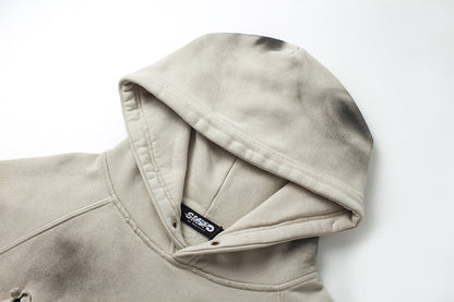 Heavyweight Washed Patch Embroidery Pullover Hoodie WN25660