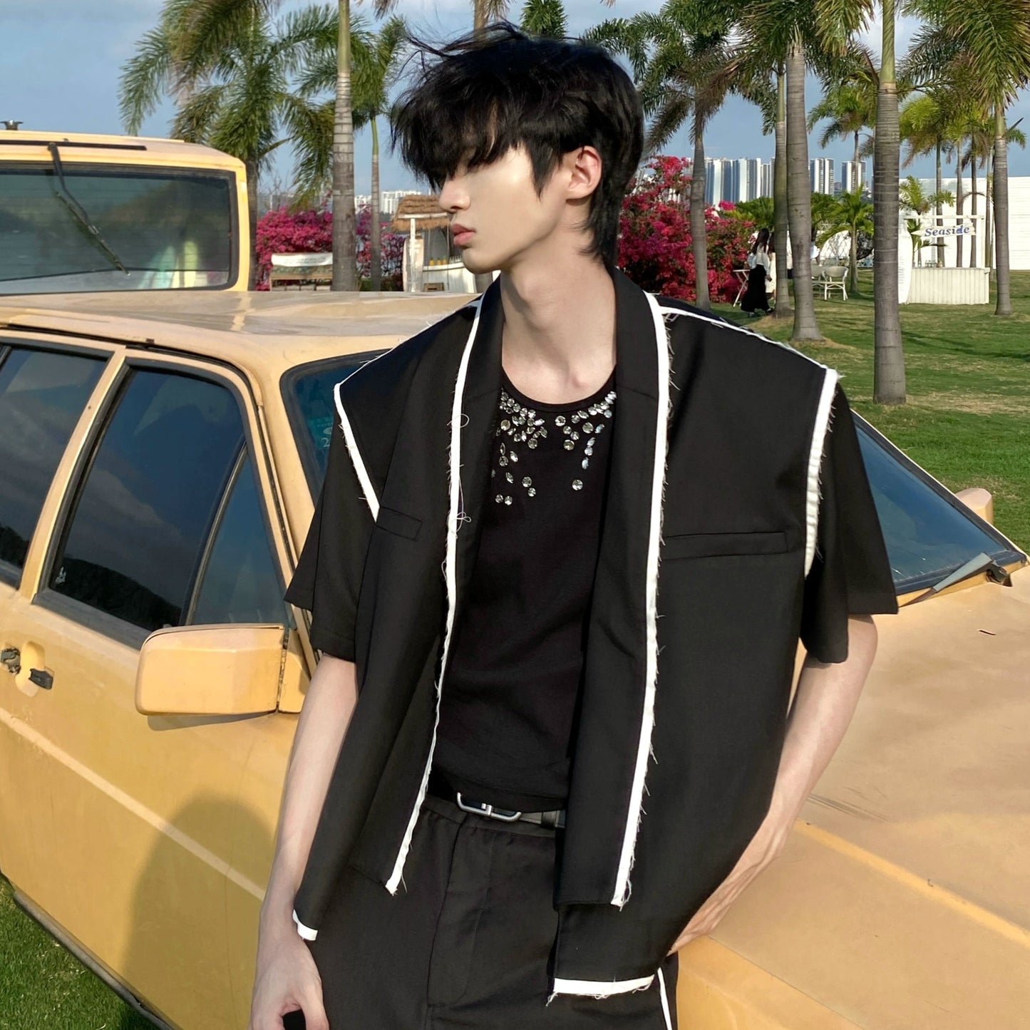 Fringe Design Short Jacket & Flare Pants Setup WN20740