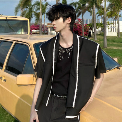 Fringe Design Short Jacket & Flare Pants Setup WN20740