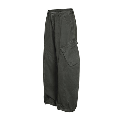 Multi-Pocket Washed Deconstructed Wide Leg Cargo Pants WN18582