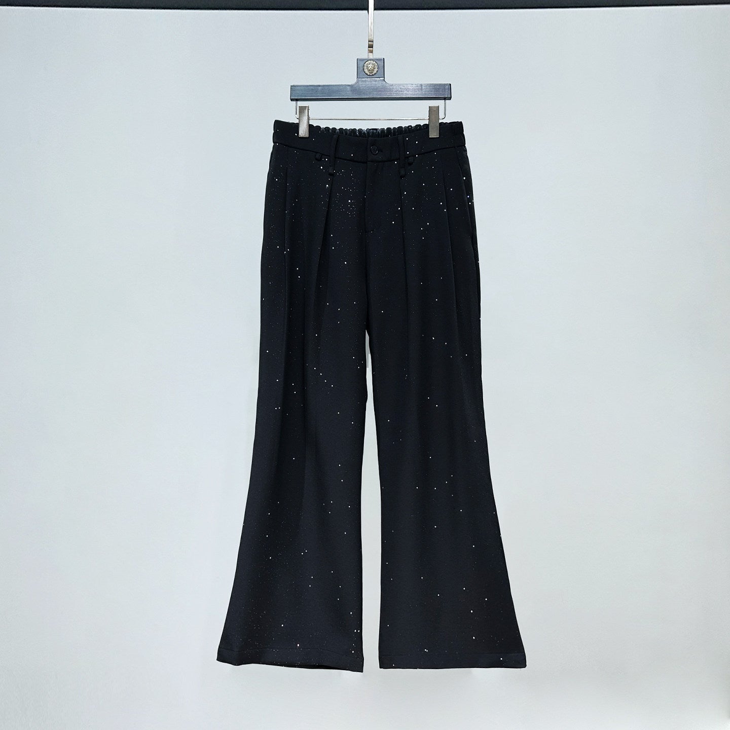 Foil Star Pattern Double Breasted Short Jacket & Flare Pants Setup WN23927