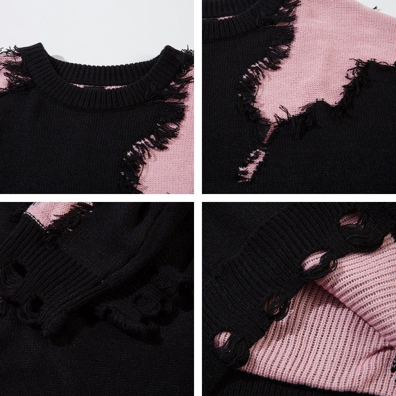 Damage Oversize Knit Sweater WN11177