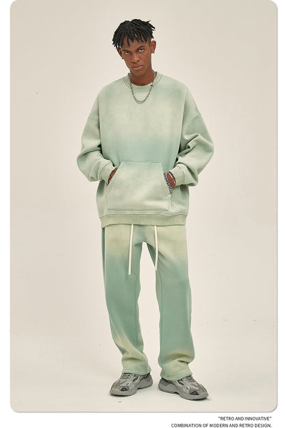 Fleece Lining Spray-dye Damage Oversize Sweatshirt WN9967