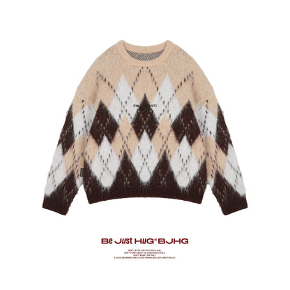 Oversize Christmas Design Round Neck Knit Sweater WN9847