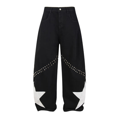Star Studs Wide Leg Denim Jeans WN25509