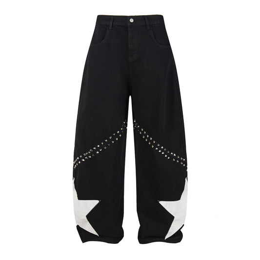 Star Studs Wide Leg Denim Jeans WN25509
