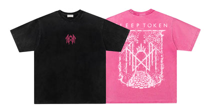 Washed Thorn Symbol Print Oversize Short Sleeve T-Shirt WN26890