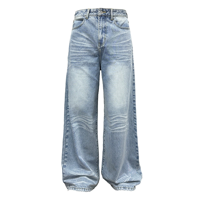 Washed Wide-Leg Straight Denim Jeans WN8577