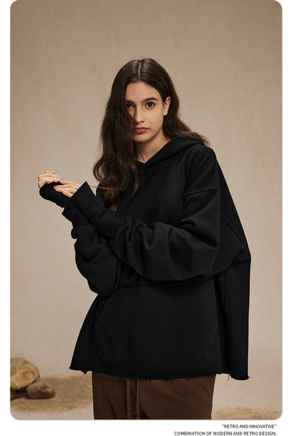 Cut-off Design Thumb Hole Oversize Hoodie WN9982