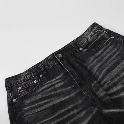 Washed Whisker Wide Leg Denim Jeans WN23063