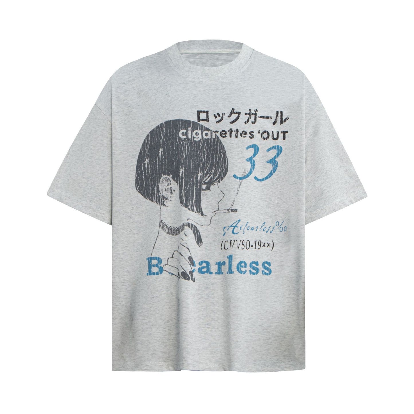 Illustration Letter Print Oversize Short Sleeve T-Shirt WN25944
