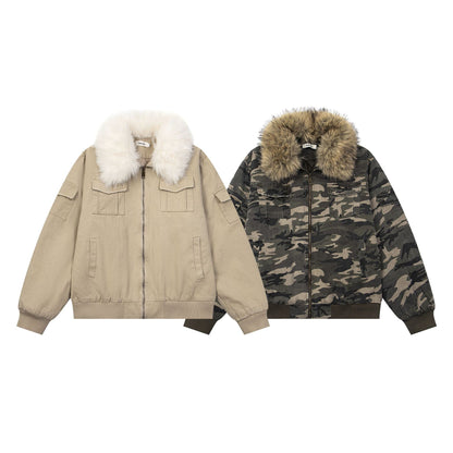 Camouflage Fur Collar Padded Jacket WN11325