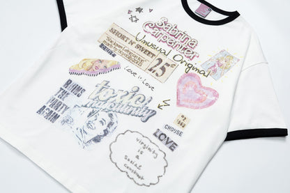 Ringer Graphic Print Short Sleeve T-Shirt WN25891