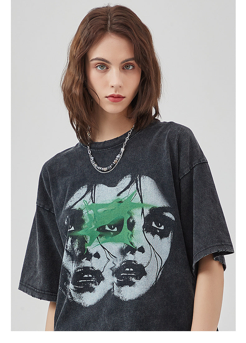 Round Neck Print Short Sleeve T-shirt WN7766