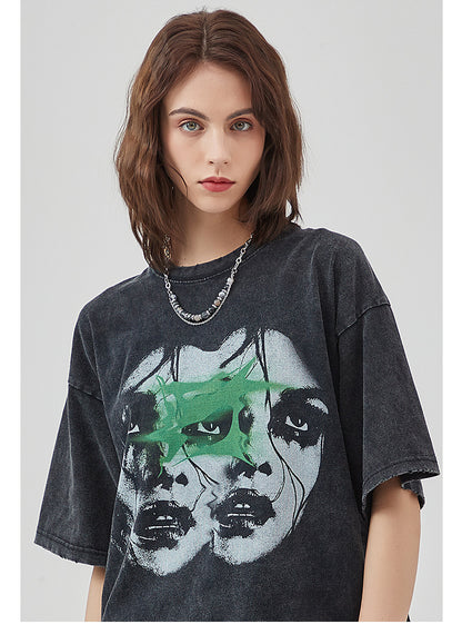 Round Neck Print Short Sleeve T-shirt WN7766