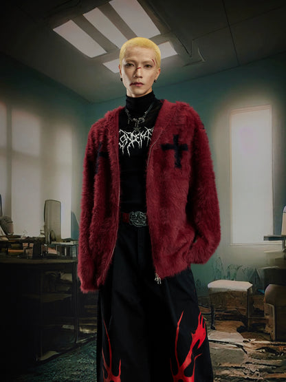 Furry Oversize Knit Hoodie WN21383