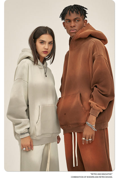 Fleece Lining Spray-dye Damage Oversize Hoodie WN9969-K