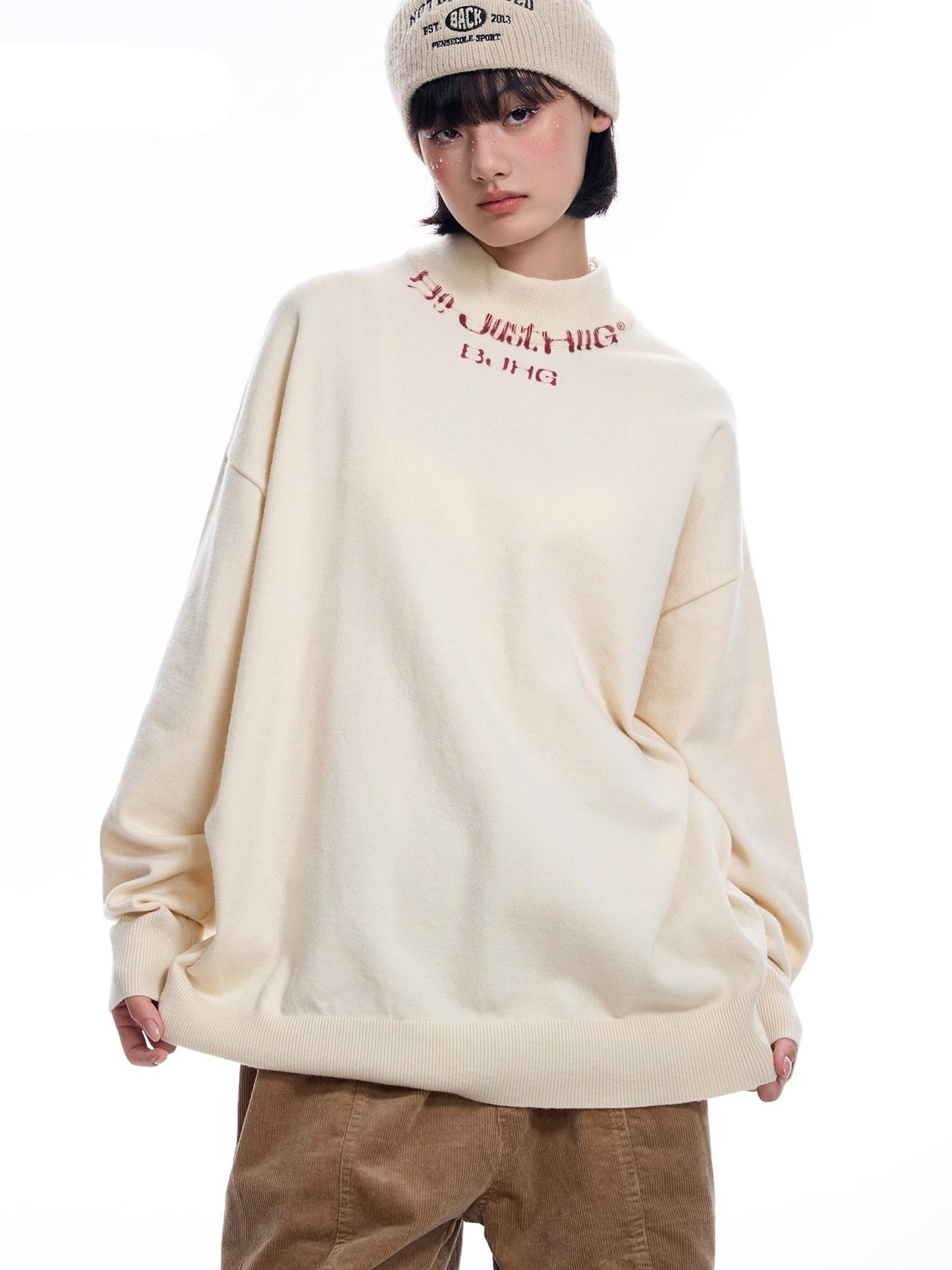 Oversize High-neck Knit Sweater WN9775