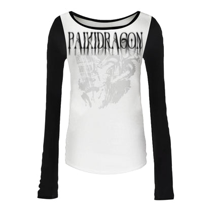 Sheer Print Double Layer Long Sleeve T-Shirt WN20899