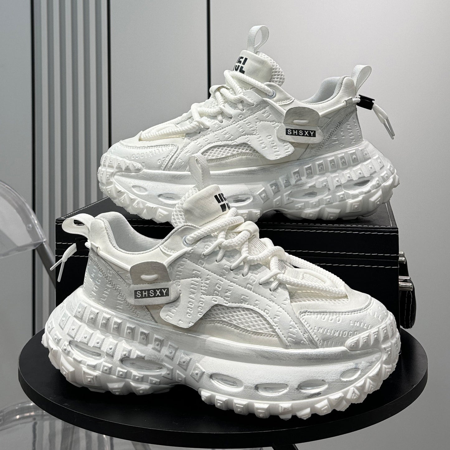 Emboss Rope Thick Sole Dad Sneakers WN24766