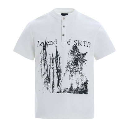 Graphic Art Print Henley Short Sleeve T-Shirt WN24280
