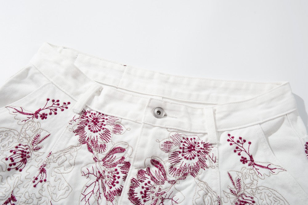 Floral Print Wide Leg Denim Jeans WN28004