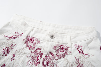 Floral Print Wide Leg Denim Jeans WN28004