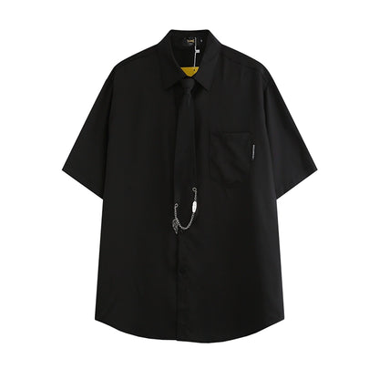 Chain Attach Tie Short-sleeve Shirt WN5482