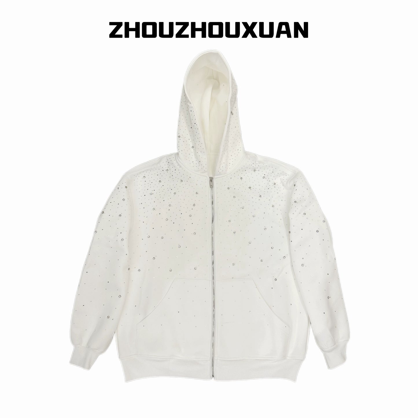 Rhinestone Star Heavyweight Zipper Hoodie WN20721