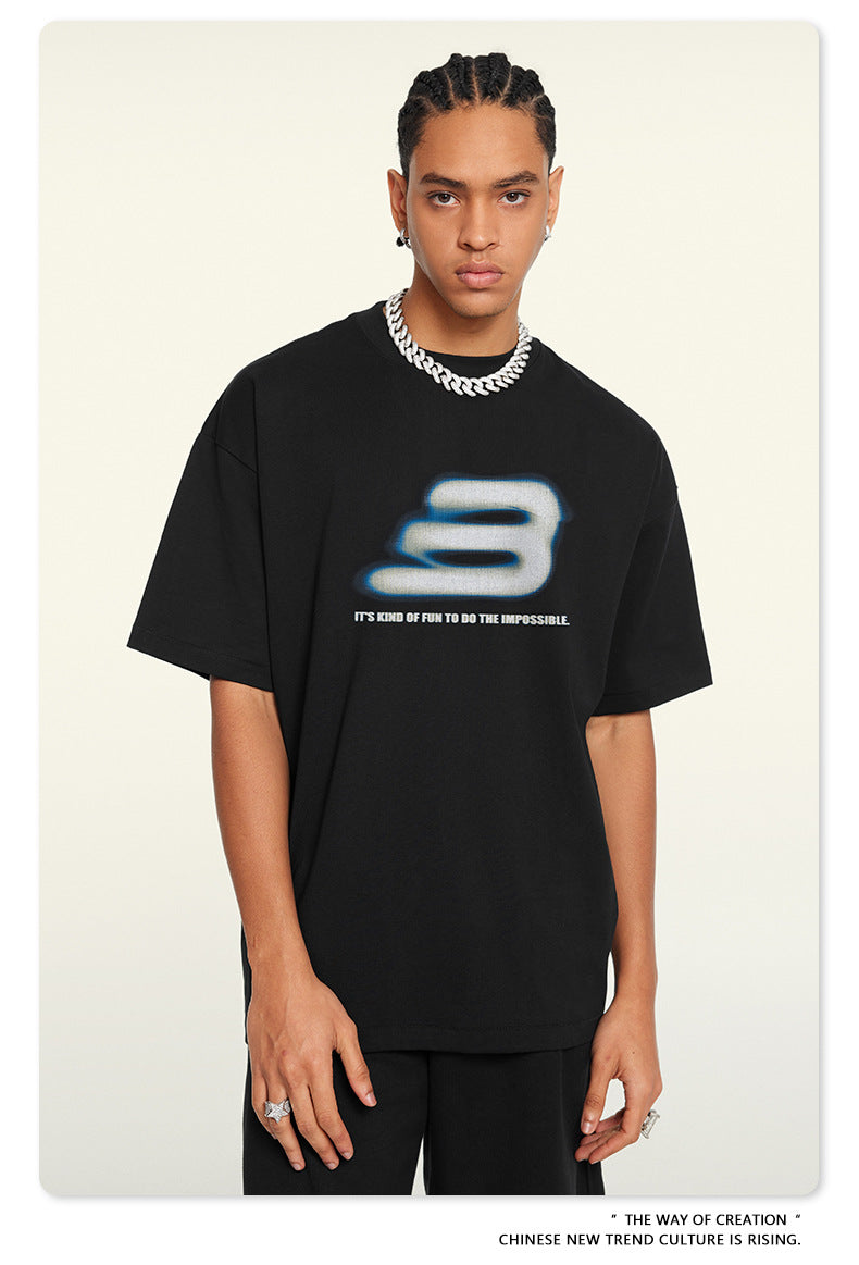 Oversize Print Short Sleeve T-Shirt WN7828