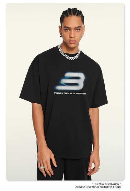 Oversize Print Short Sleeve T-Shirt WN7828