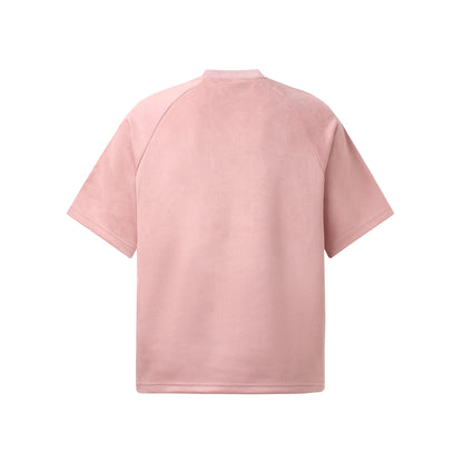Color Block Suede Logo Short Sleeve T-Shirt WN25977